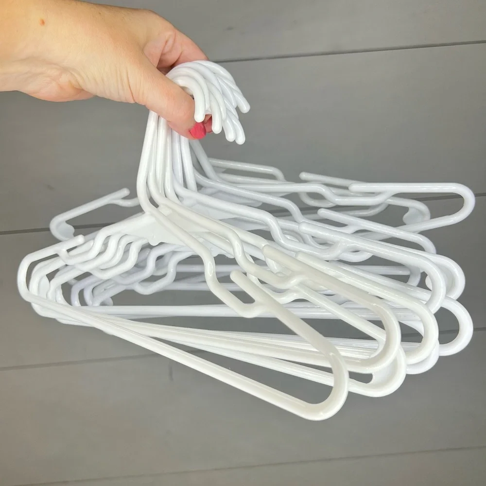 10 White Plastic Hangers - Youth